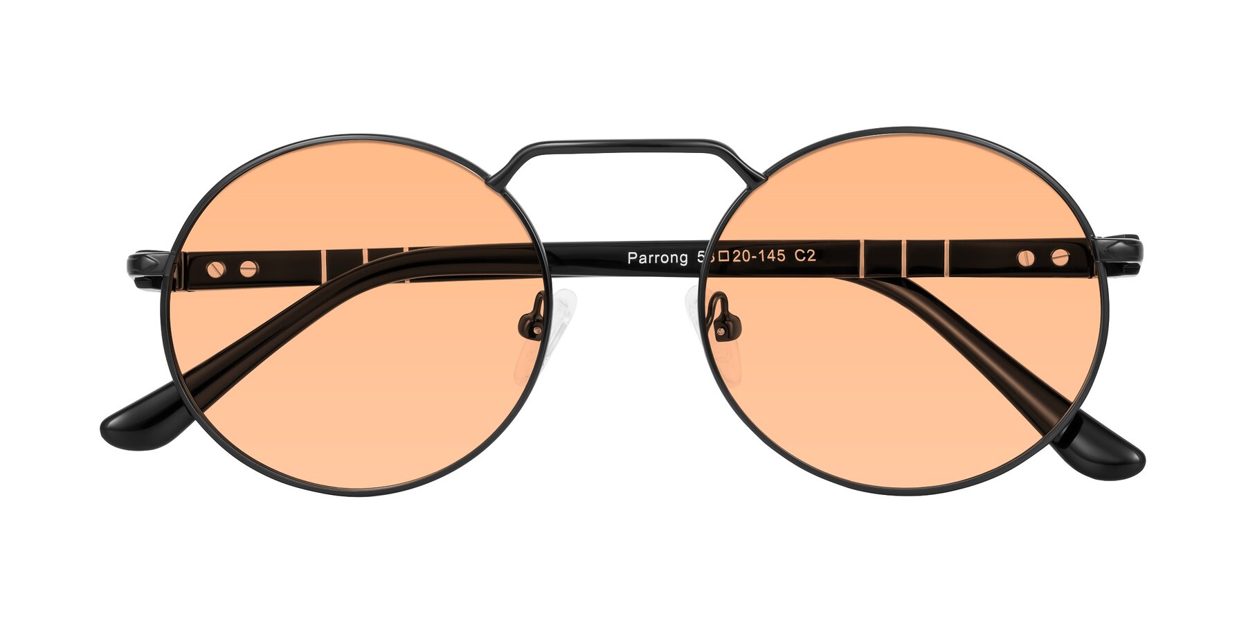 Folded Front of Parrong in Black with Light Orange Tinted Lenses
