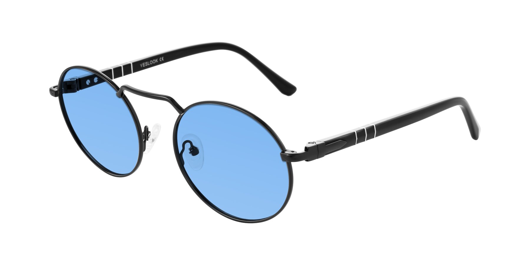 Angle of Parrong in Black with Medium Blue Tinted Lenses