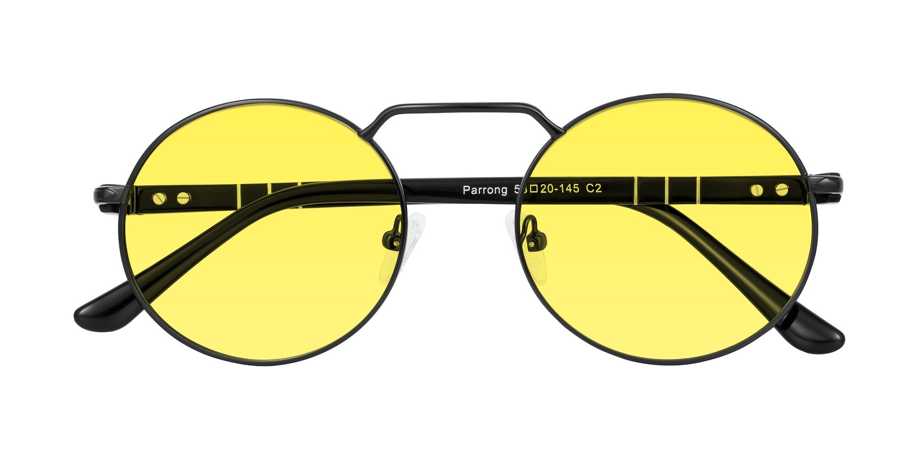 Folded Front of Parrong in Black with Medium Yellow Tinted Lenses