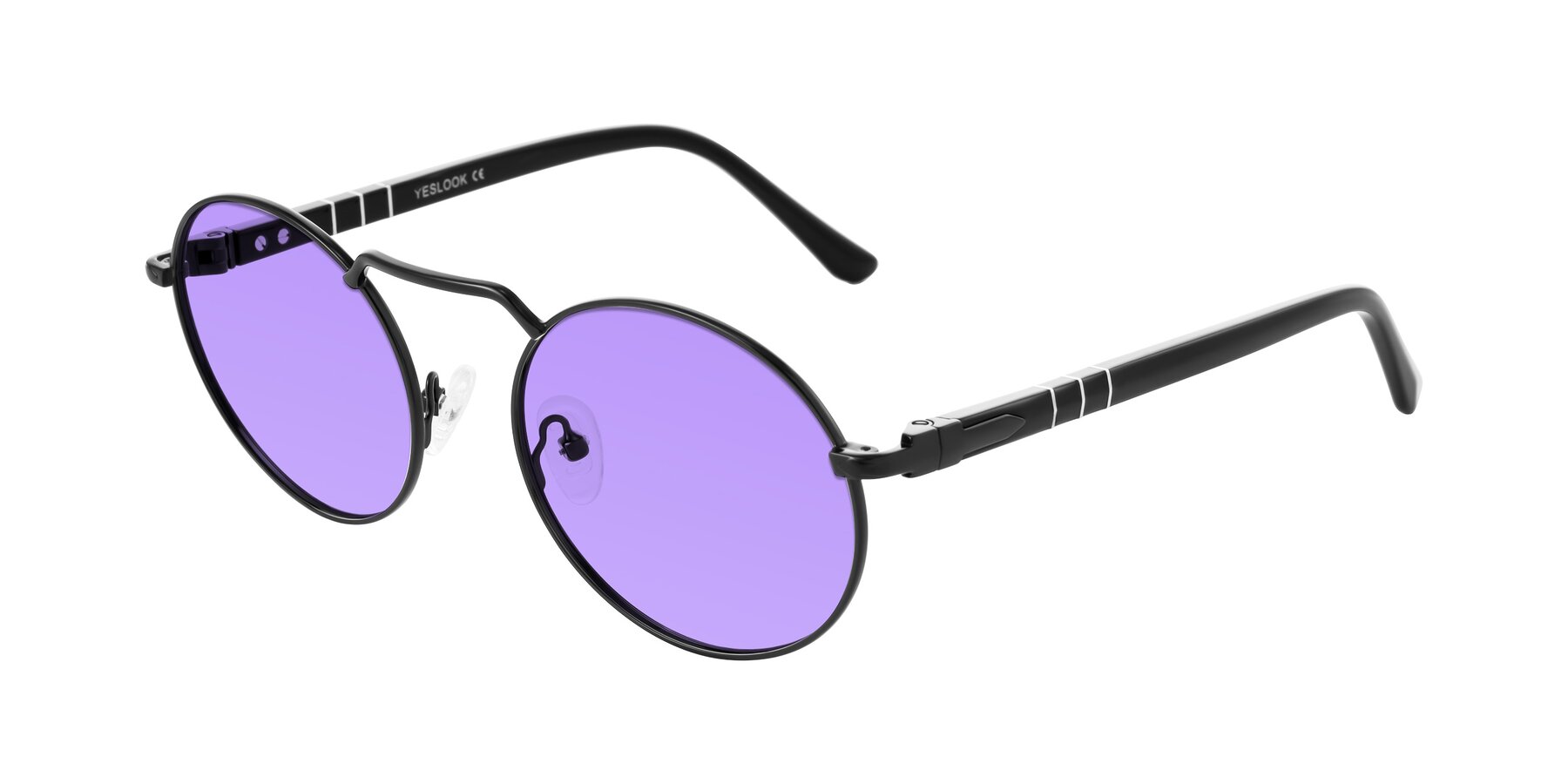 Angle of Parrong in Black with Medium Purple Tinted Lenses