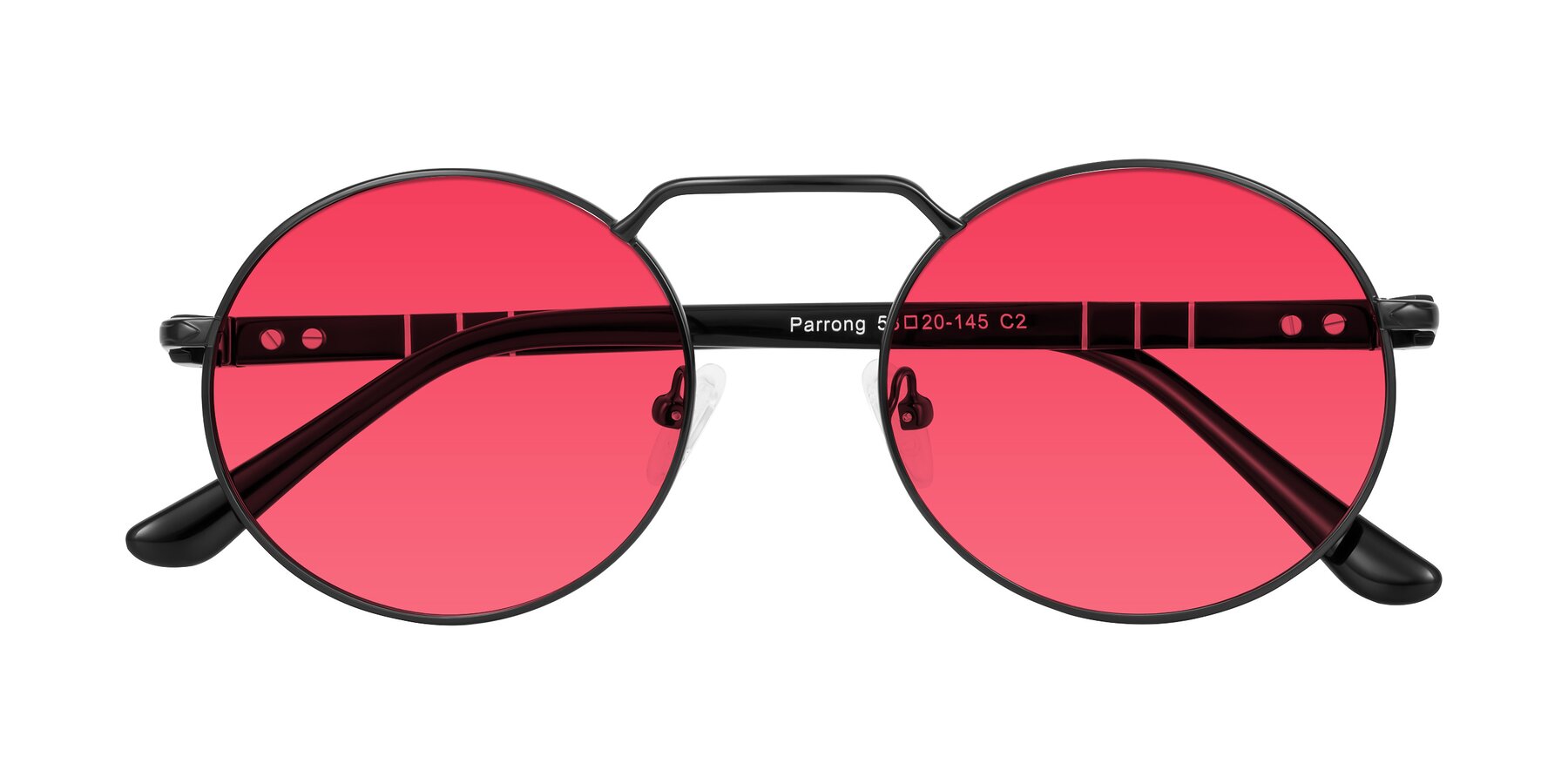 Folded Front of Parrong in Black with Red Tinted Lenses