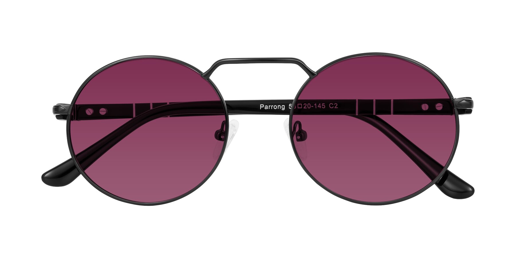 Folded Front of Parrong in Black with Wine Tinted Lenses