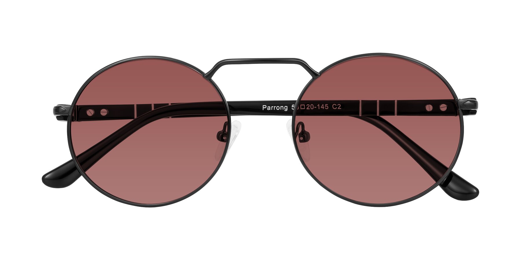 Folded Front of Parrong in Black with Garnet Tinted Lenses