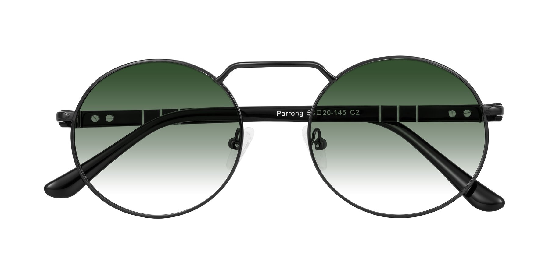 Folded Front of Parrong in Black with Green Gradient Lenses