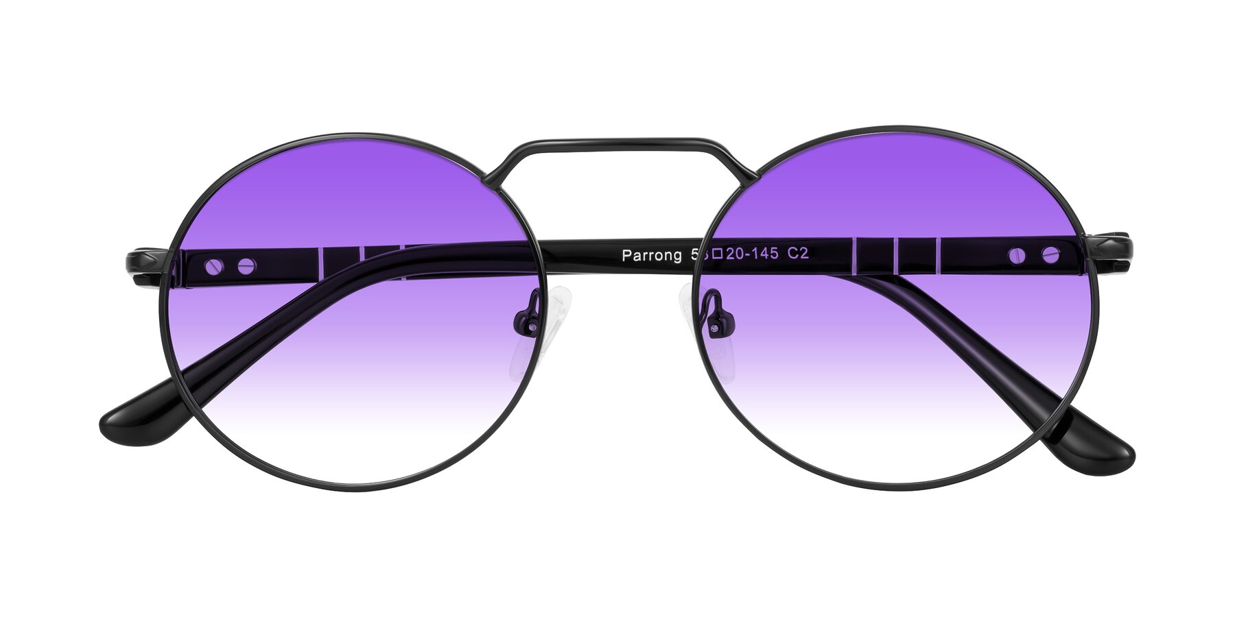 Folded Front of Parrong in Black with Purple Gradient Lenses