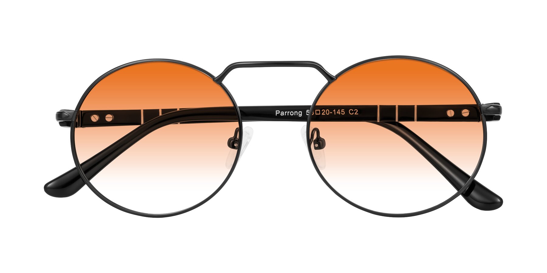 Folded Front of Parrong in Black with Orange Gradient Lenses