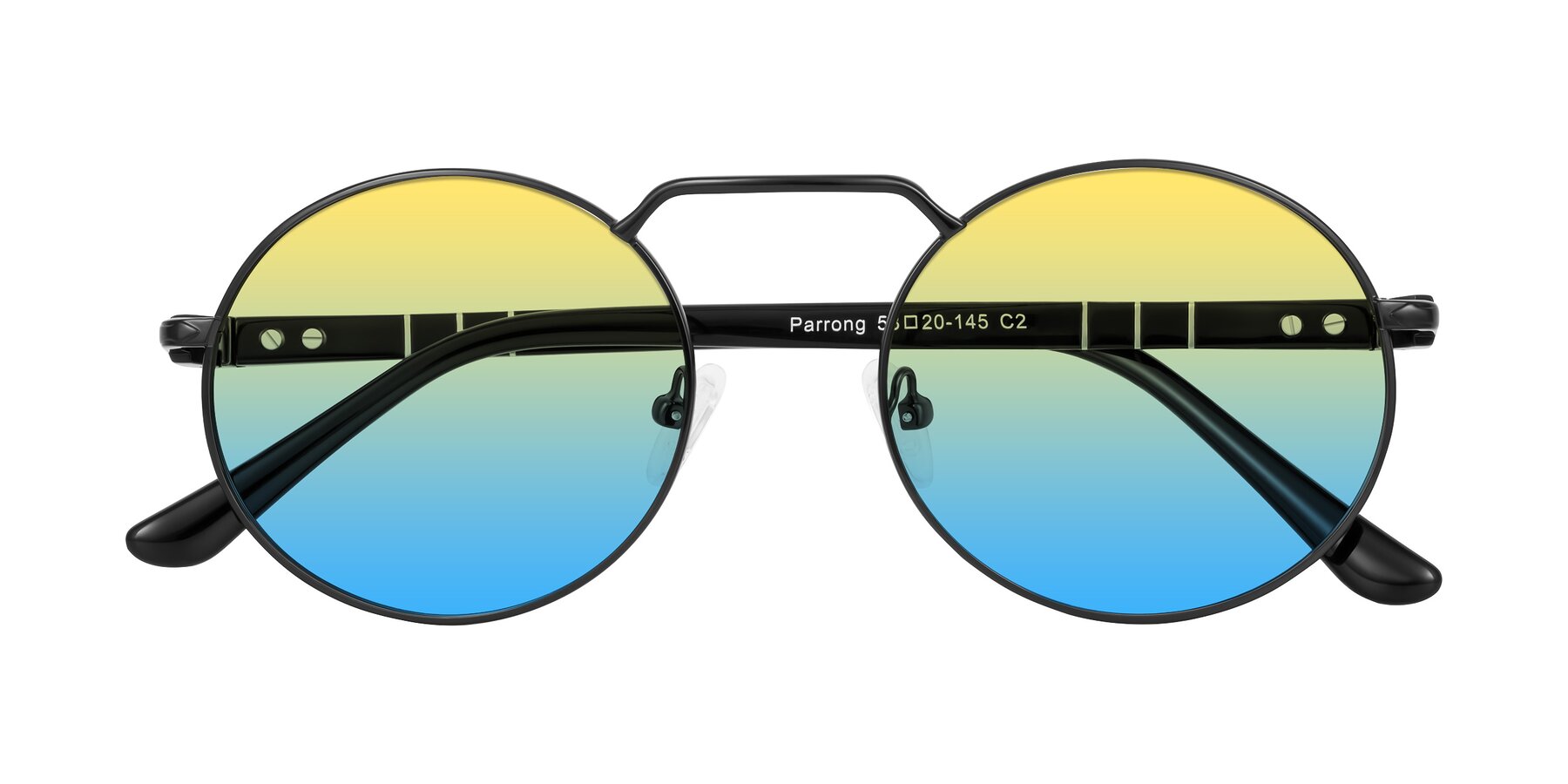 Folded Front of Parrong in Black with Yellow / Blue Gradient Lenses
