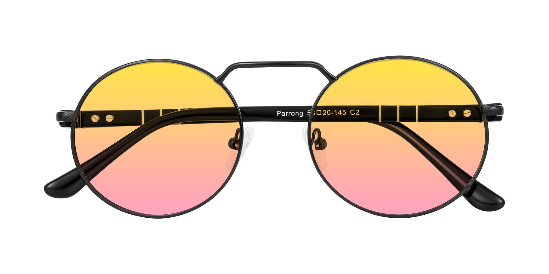 Folded Front of Parrong in Black with Yellow / Pink Gradient Lenses
