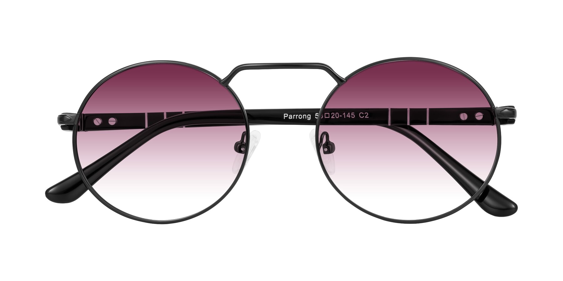 Folded Front of Parrong in Black with Wine Gradient Lenses