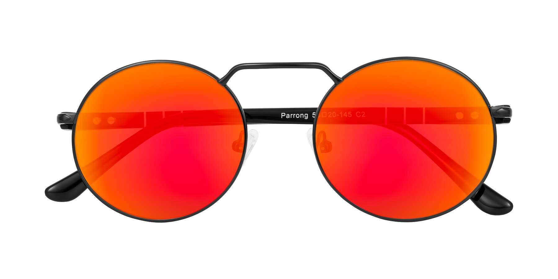 Folded Front of Parrong in Black with Red Gold Mirrored Lenses