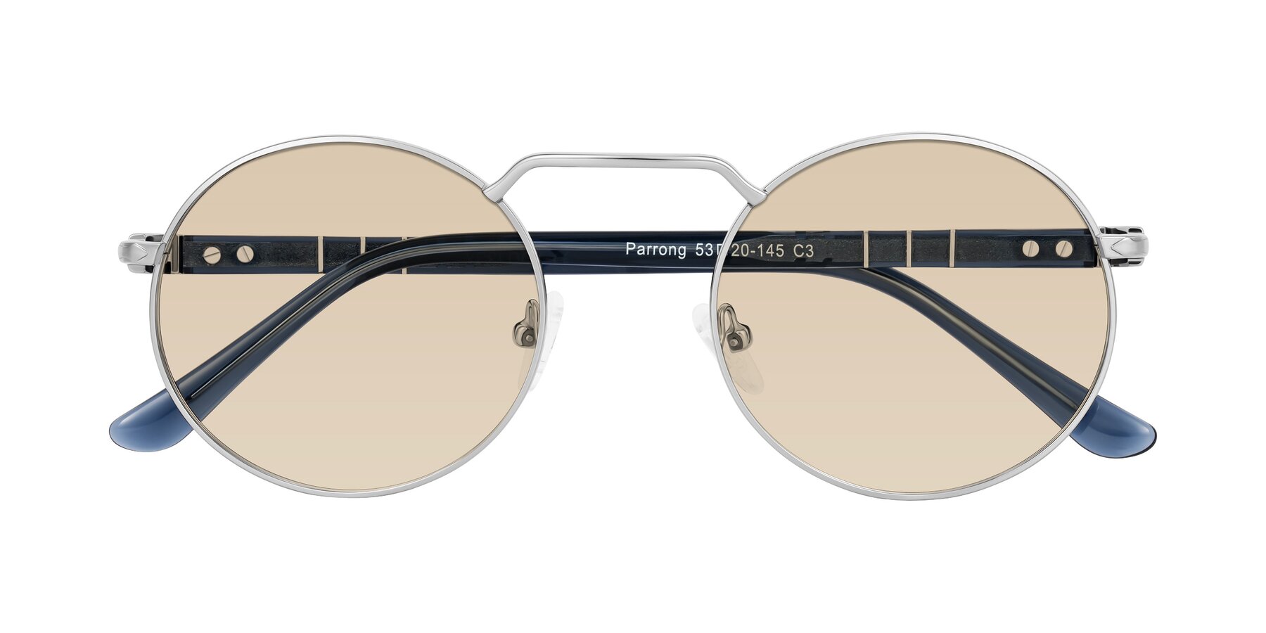 Folded Front of Parrong in Silver with Light Brown Tinted Lenses