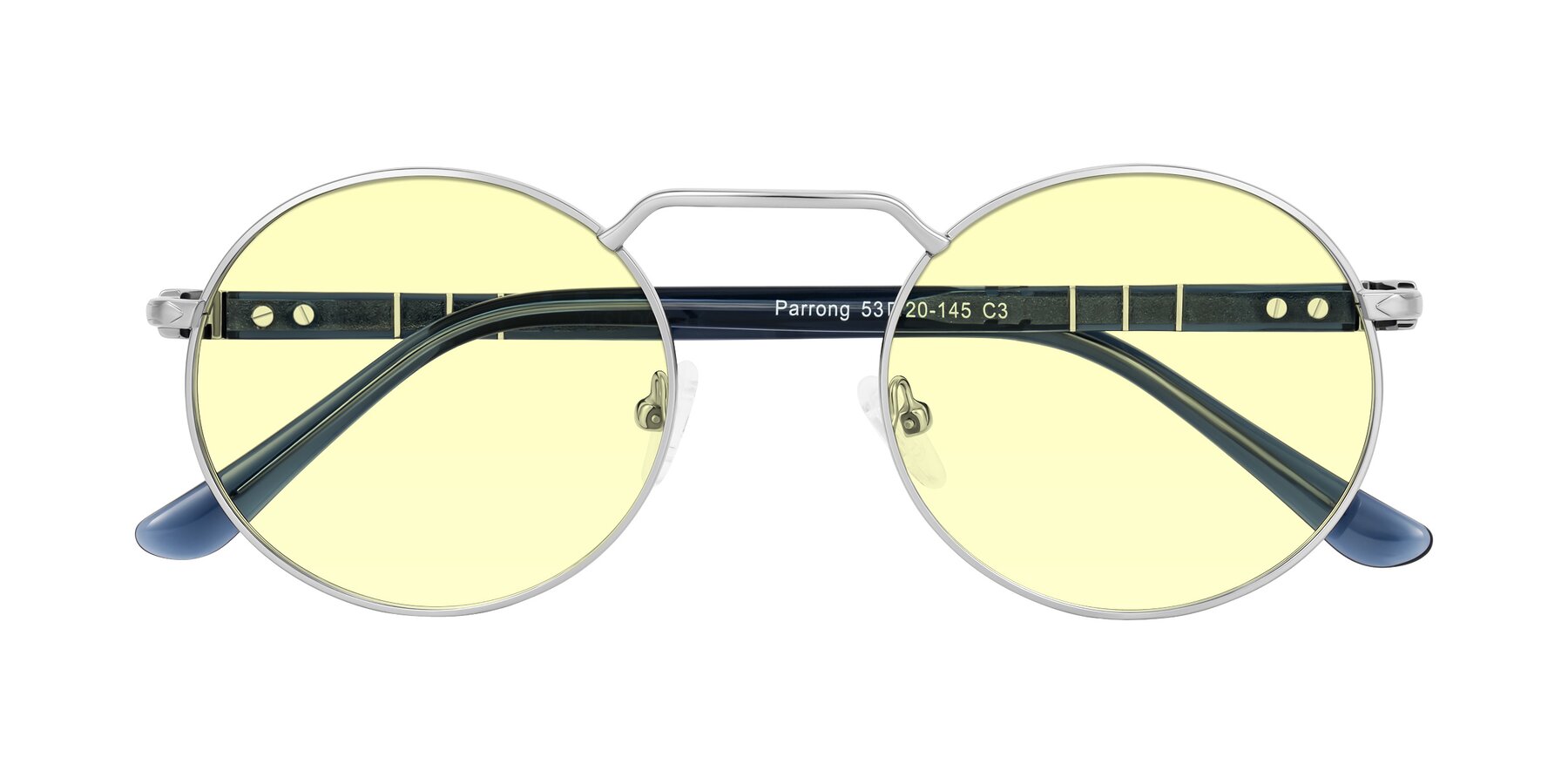 Folded Front of Parrong in Silver with Light Yellow Tinted Lenses