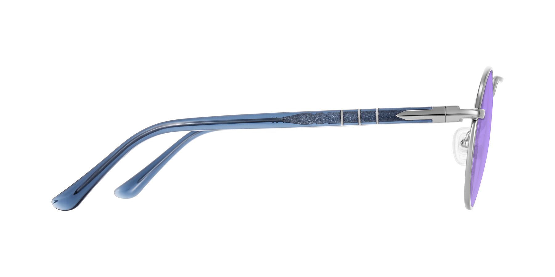 Side of Parrong in Silver with Medium Purple Tinted Lenses