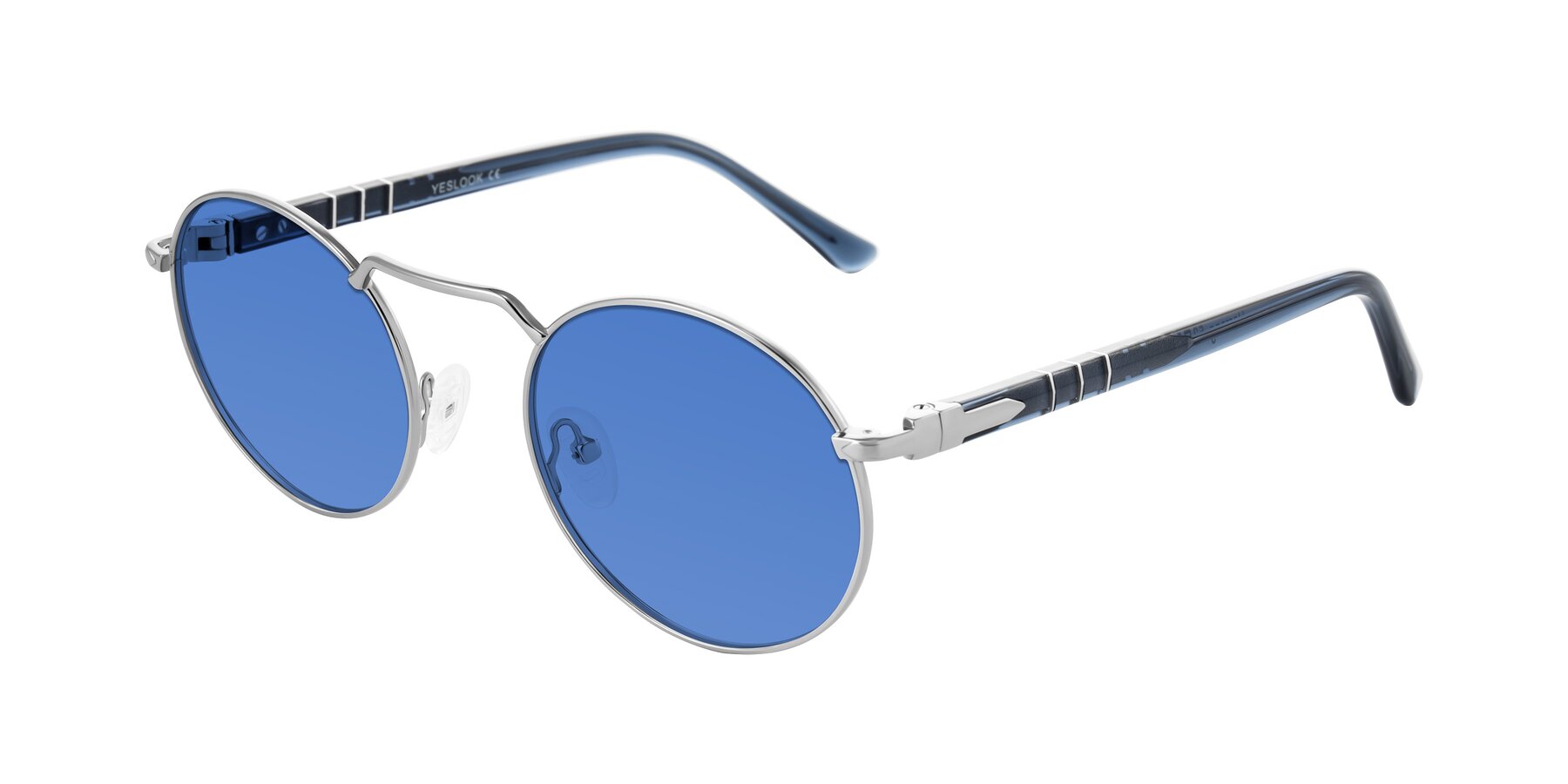Angle of Parrong in Silver with Blue Tinted Lenses