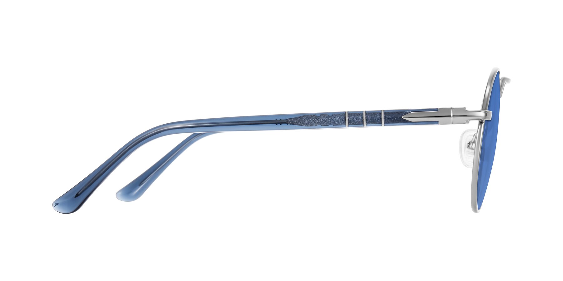 Side of Parrong in Silver with Blue Tinted Lenses