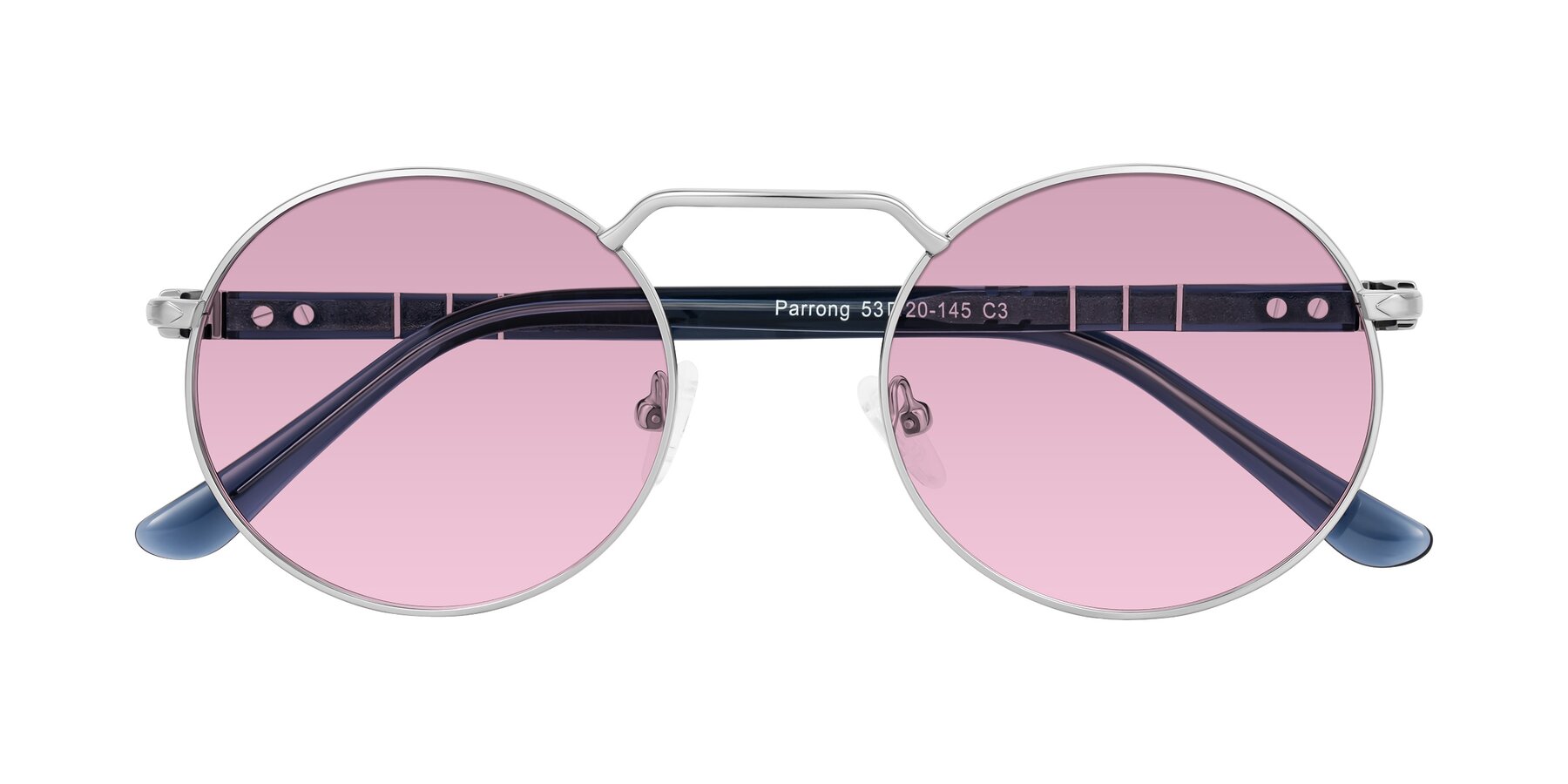 Folded Front of Parrong in Silver with Light Wine Tinted Lenses