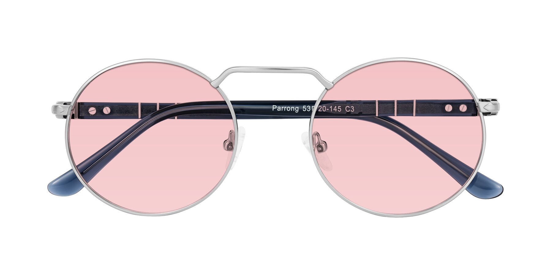 Folded Front of Parrong in Silver with Light Garnet Tinted Lenses