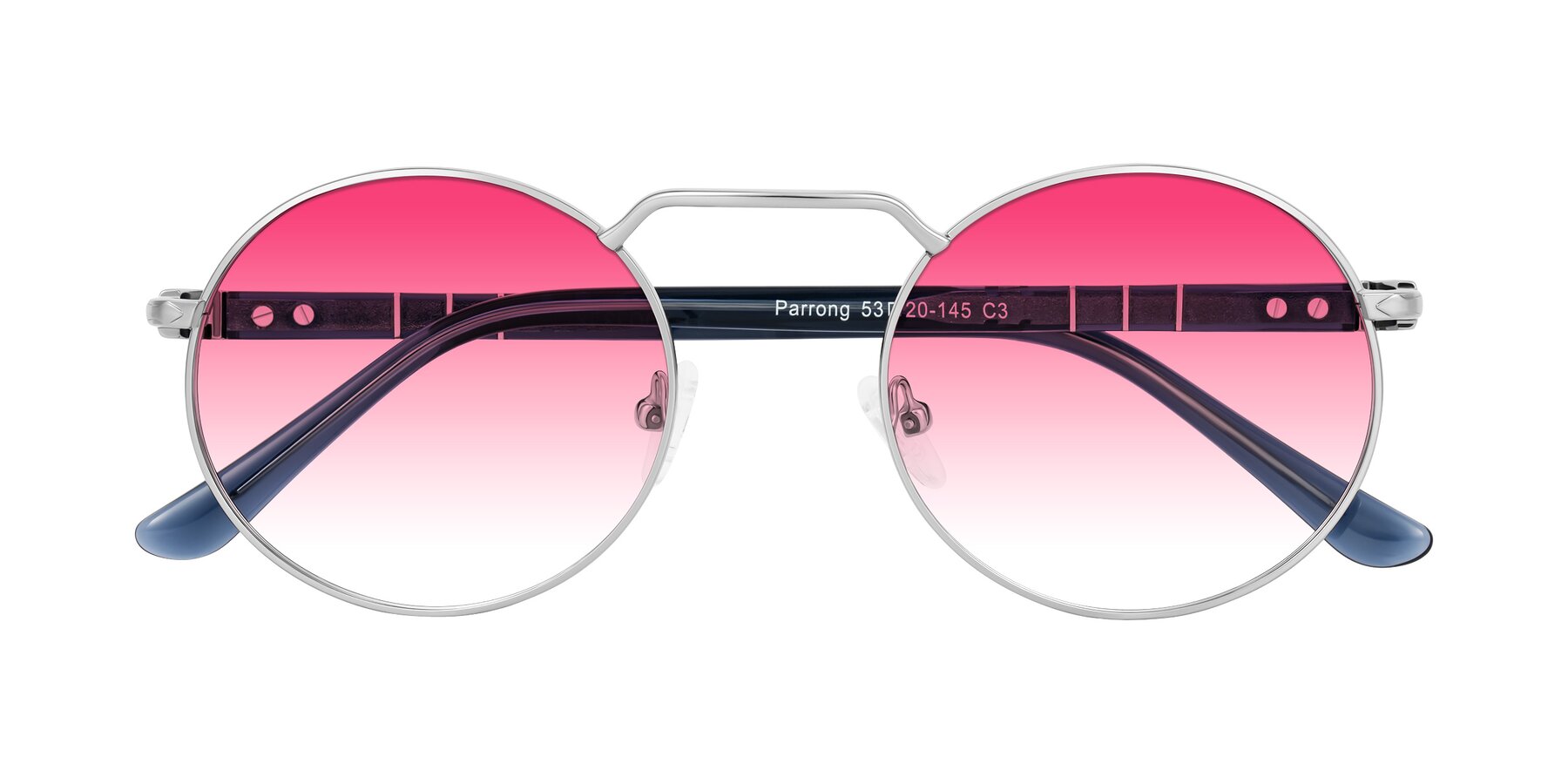 Folded Front of Parrong in Silver with Pink Gradient Lenses