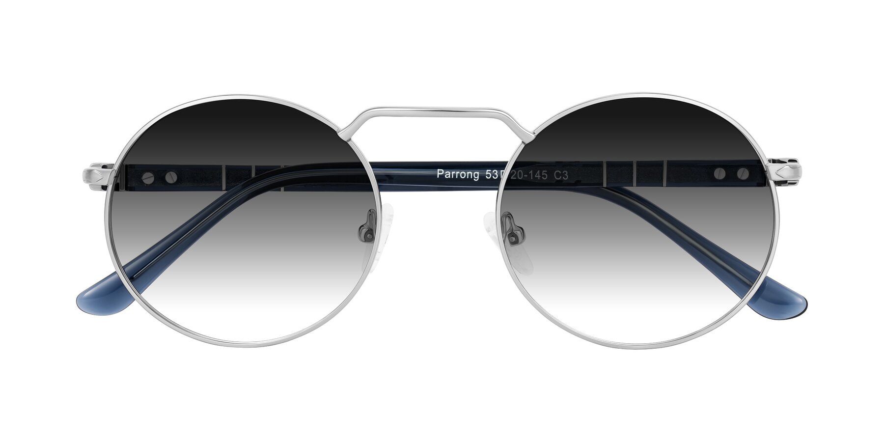 Folded Front of Parrong in Silver with Gray Gradient Lenses