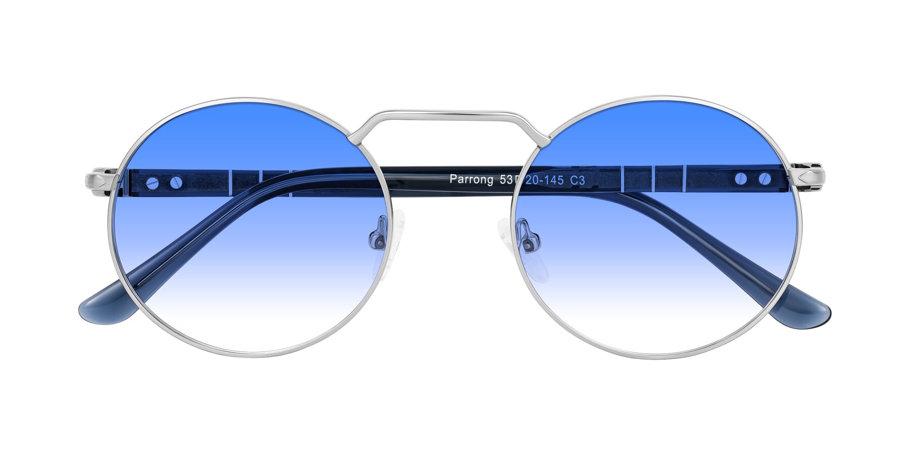 Folded Front of Parrong in Silver with Blue Gradient Lenses