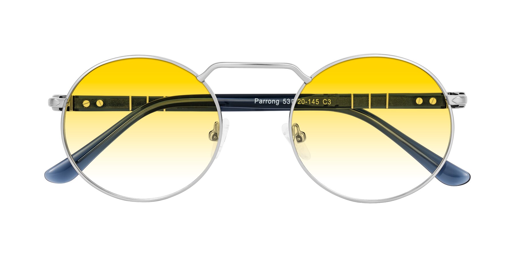 Folded Front of Parrong in Silver with Yellow Gradient Lenses