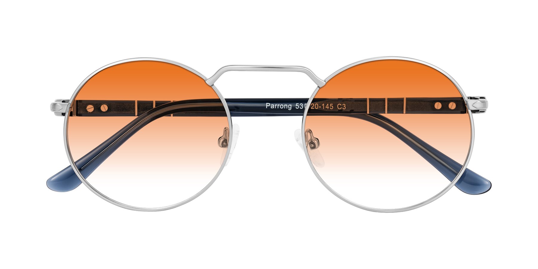 Folded Front of Parrong in Silver with Orange Gradient Lenses