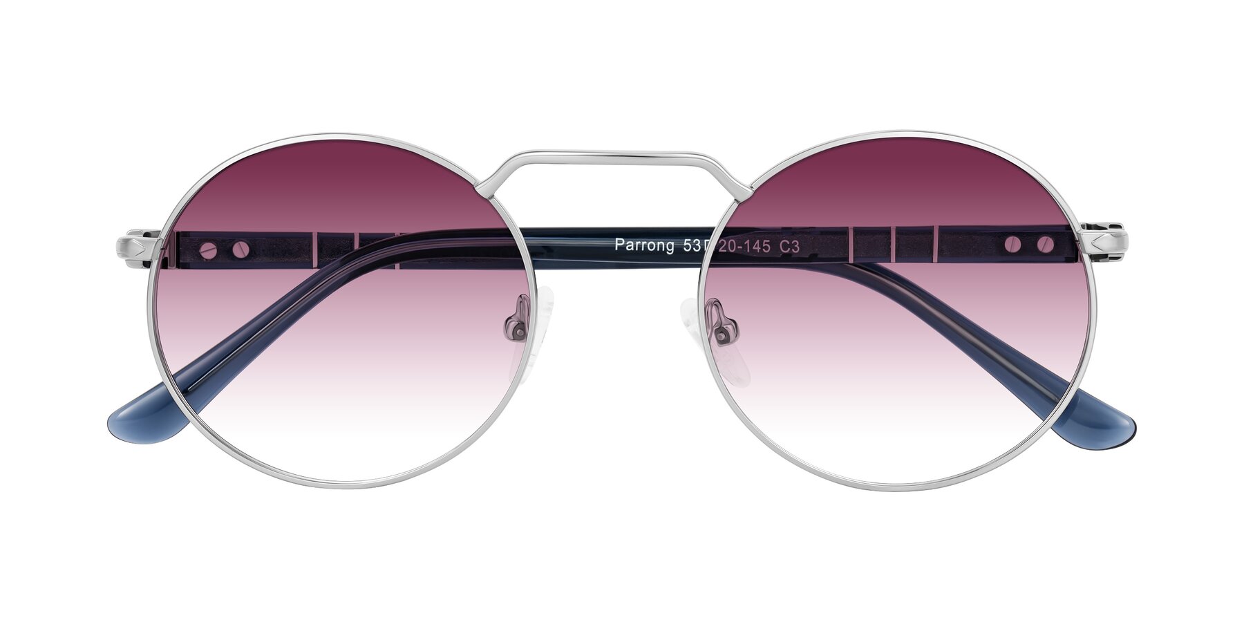 Folded Front of Parrong in Silver with Wine Gradient Lenses