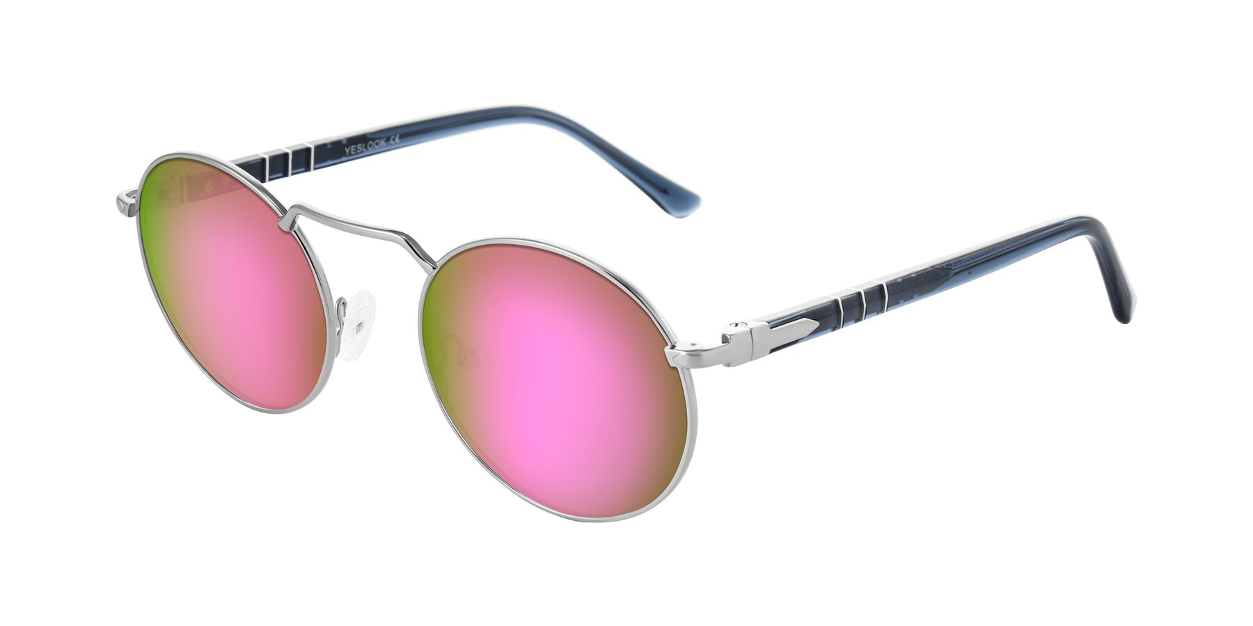 Angle of Parrong in Silver with Pink Mirrored Lenses