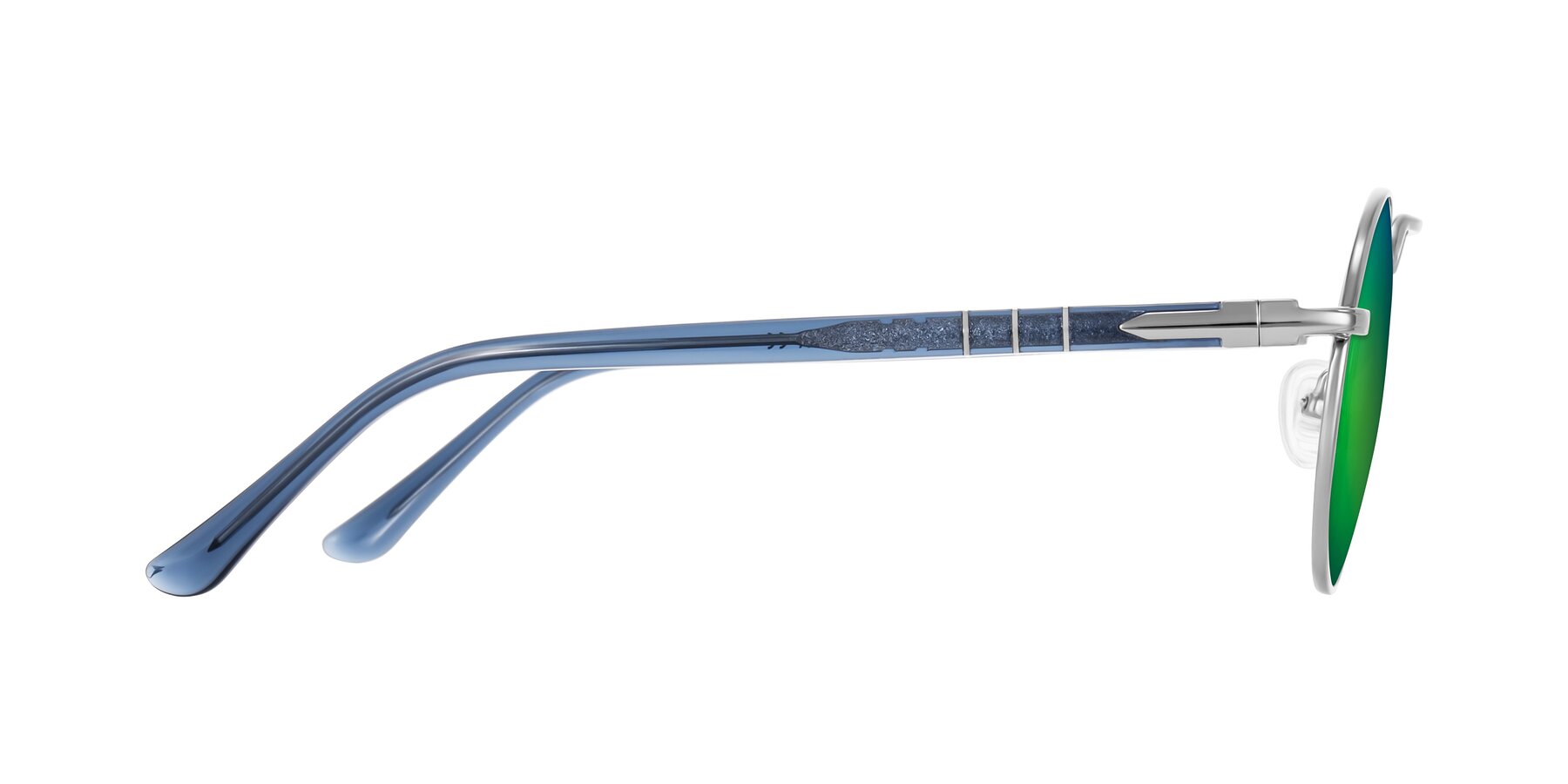 Side of Parrong in Silver with Green Mirrored Lenses