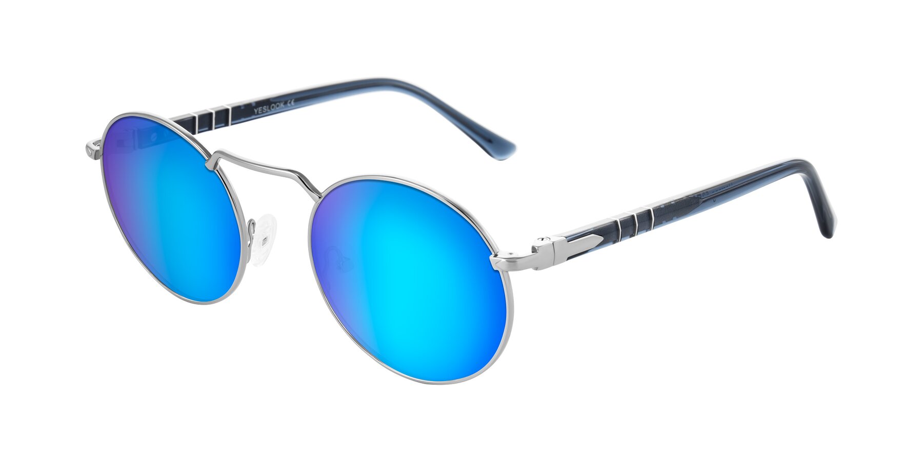 Angle of Parrong in Silver with Blue Mirrored Lenses