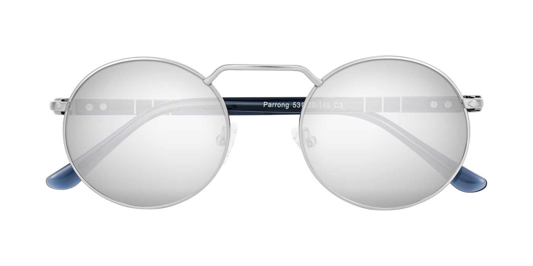 Folded Front of Parrong in Silver with Silver Mirrored Lenses