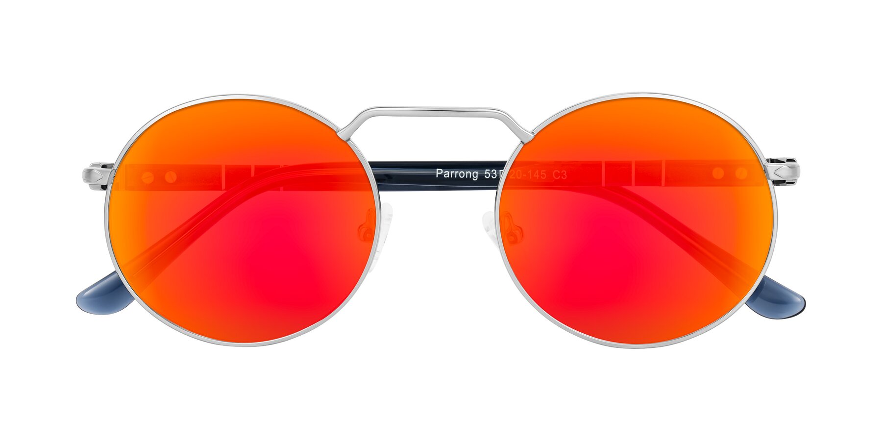 Folded Front of Parrong in Silver with Red Gold Mirrored Lenses
