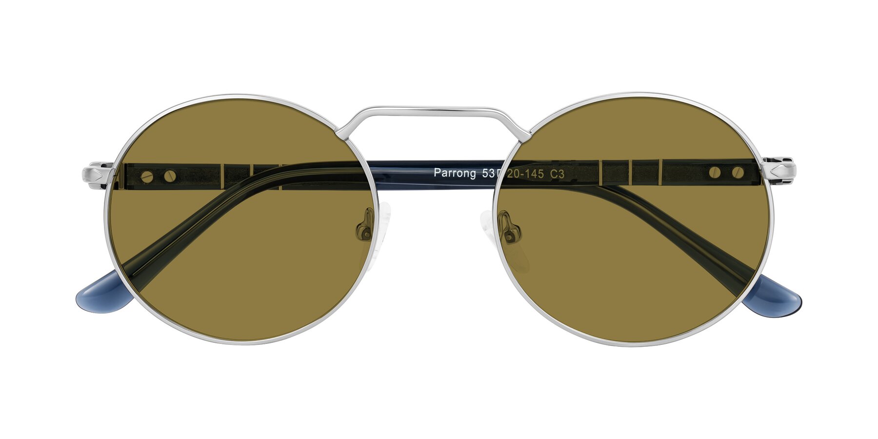 Folded Front of Parrong in Silver with Brown Polarized Lenses