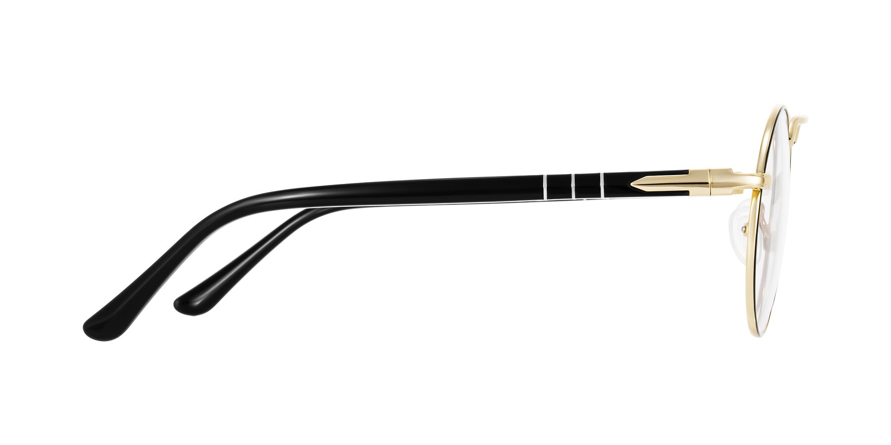 Side of Parrong in Black/Gold with Clear Eyeglass Lenses