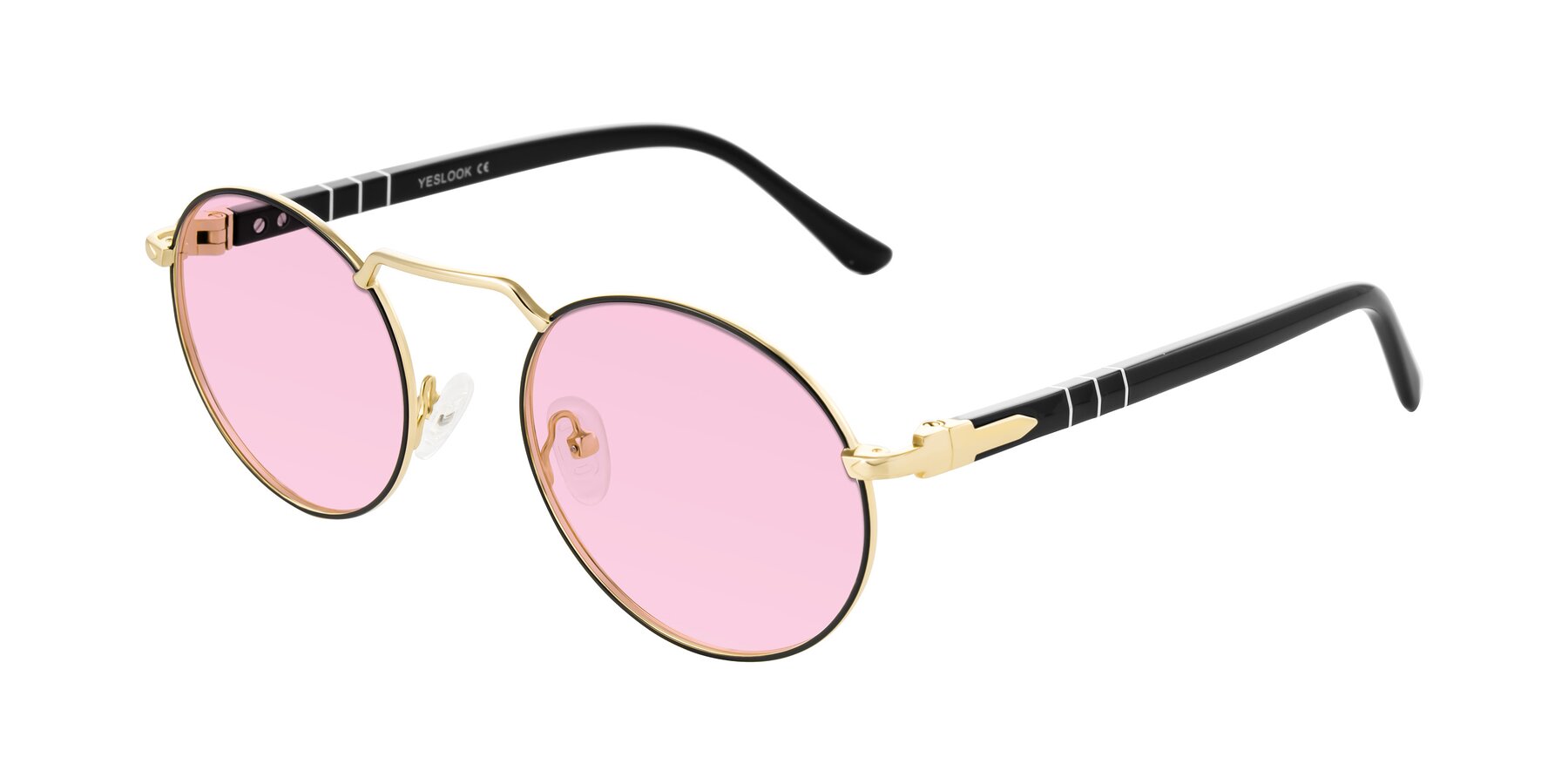 Angle of Parrong in Black/Gold with Light Pink Tinted Lenses