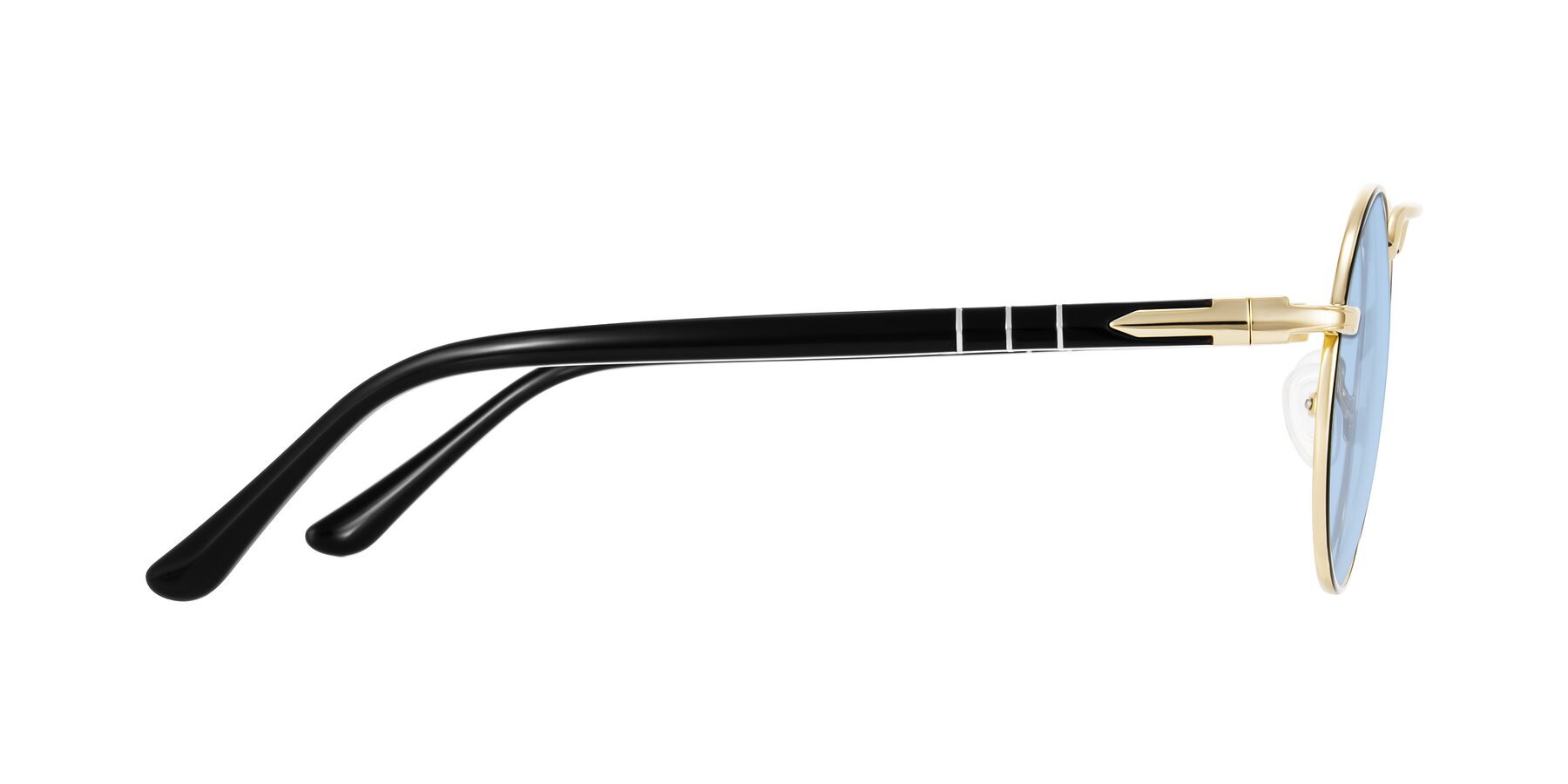 Side of Parrong in Black/Gold with Light Blue Tinted Lenses