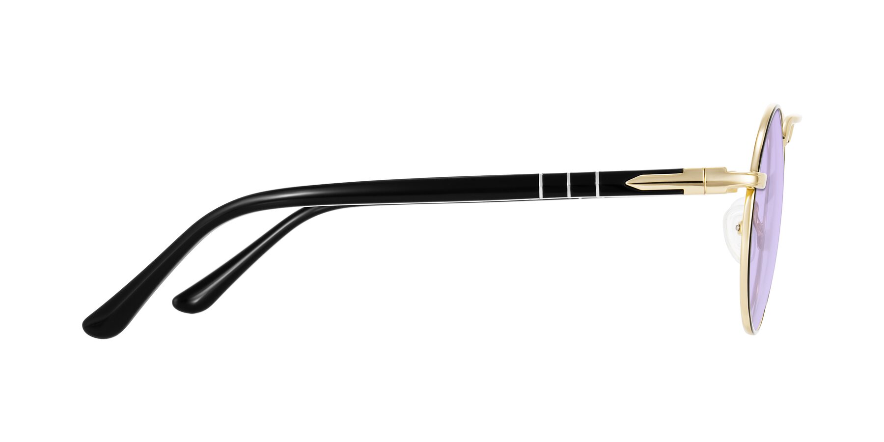 Side of Parrong in Black/Gold with Light Purple Tinted Lenses