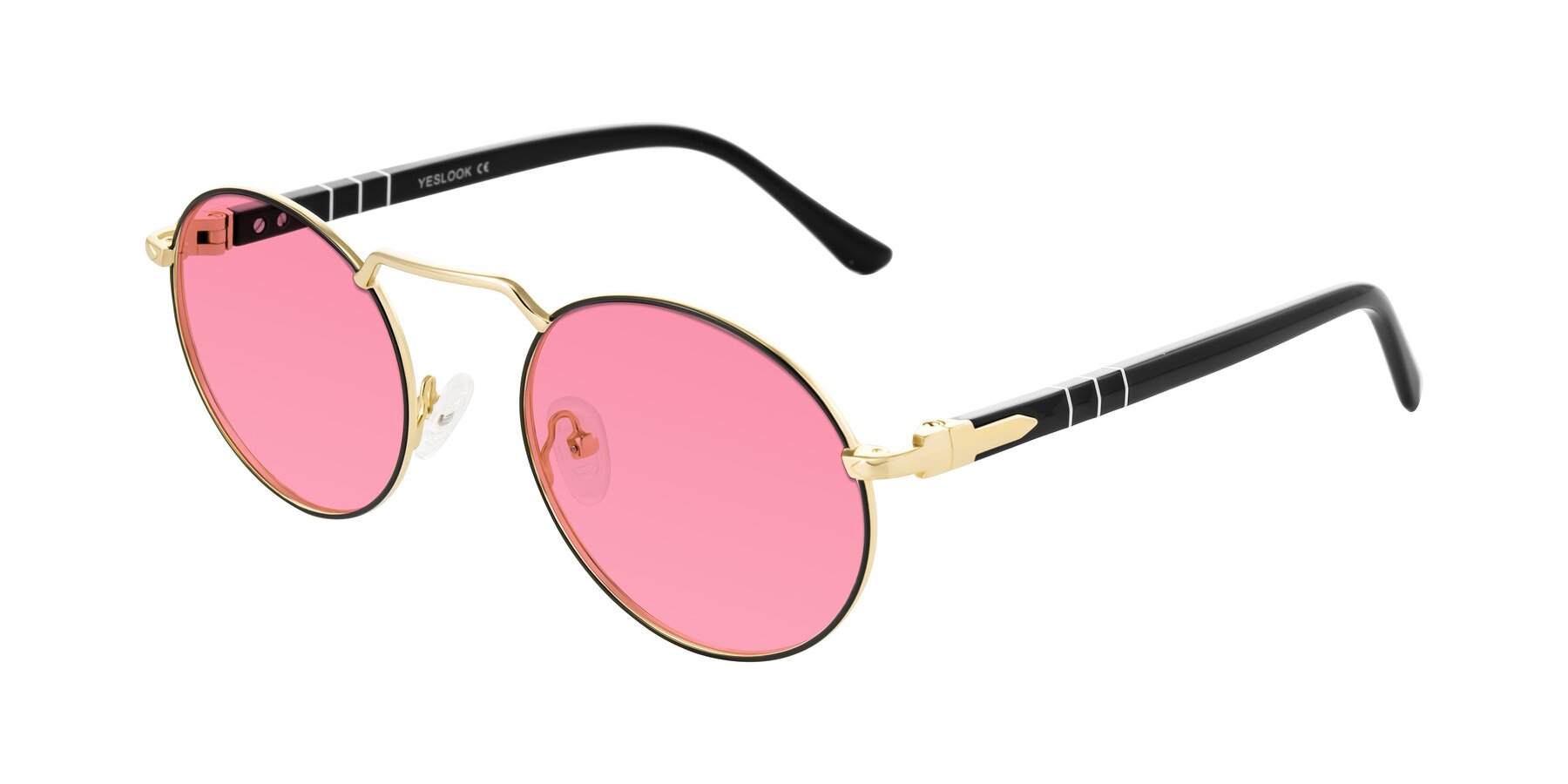 Angle of Parrong in Black/Gold with Pink Tinted Lenses