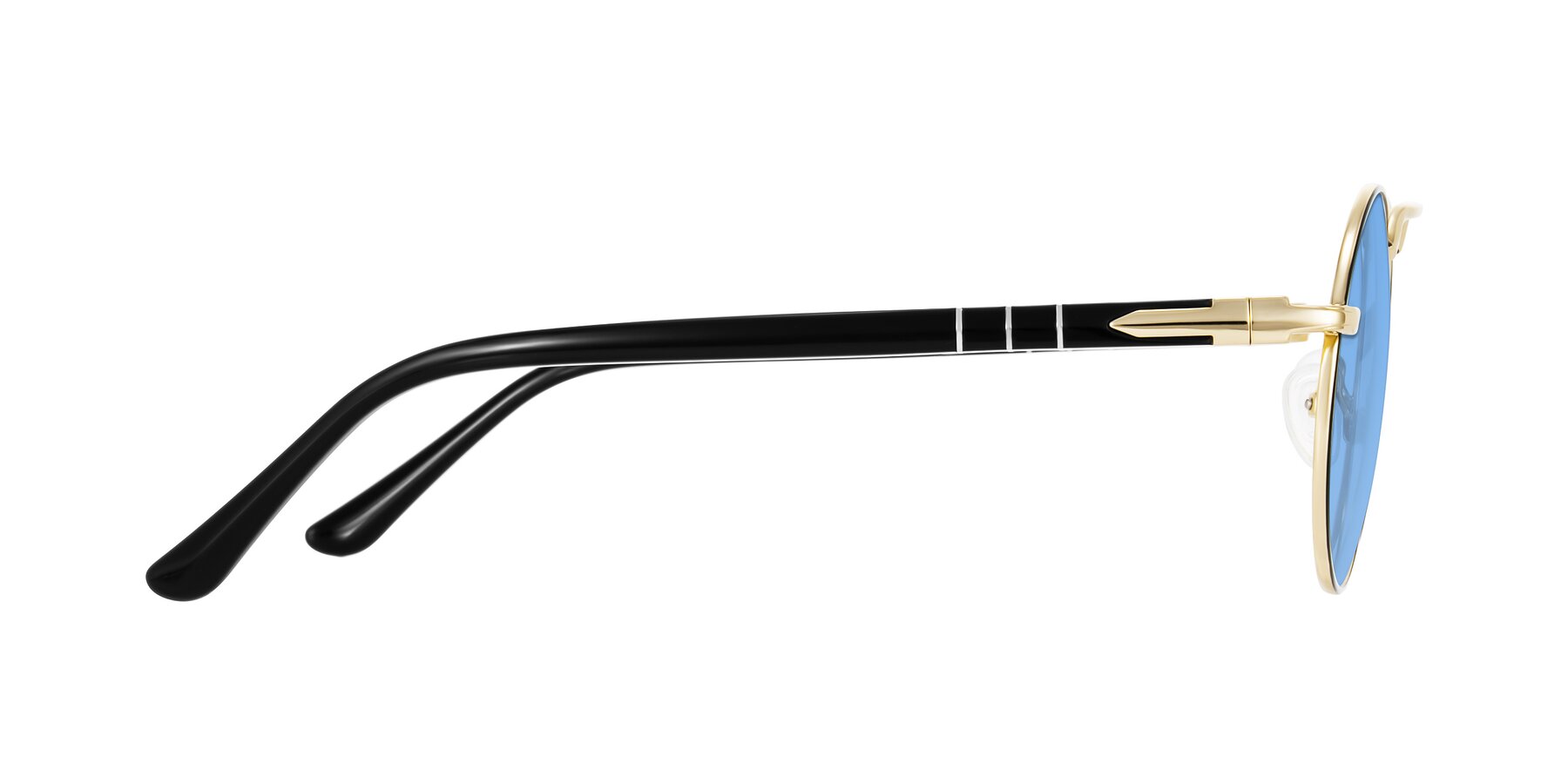 Side of Parrong in Black/Gold with Medium Blue Tinted Lenses