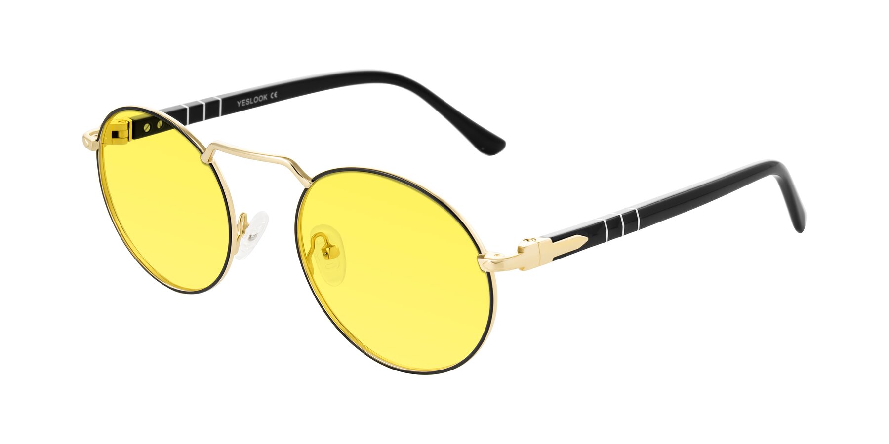 Angle of Parrong in Black/Gold with Medium Yellow Tinted Lenses