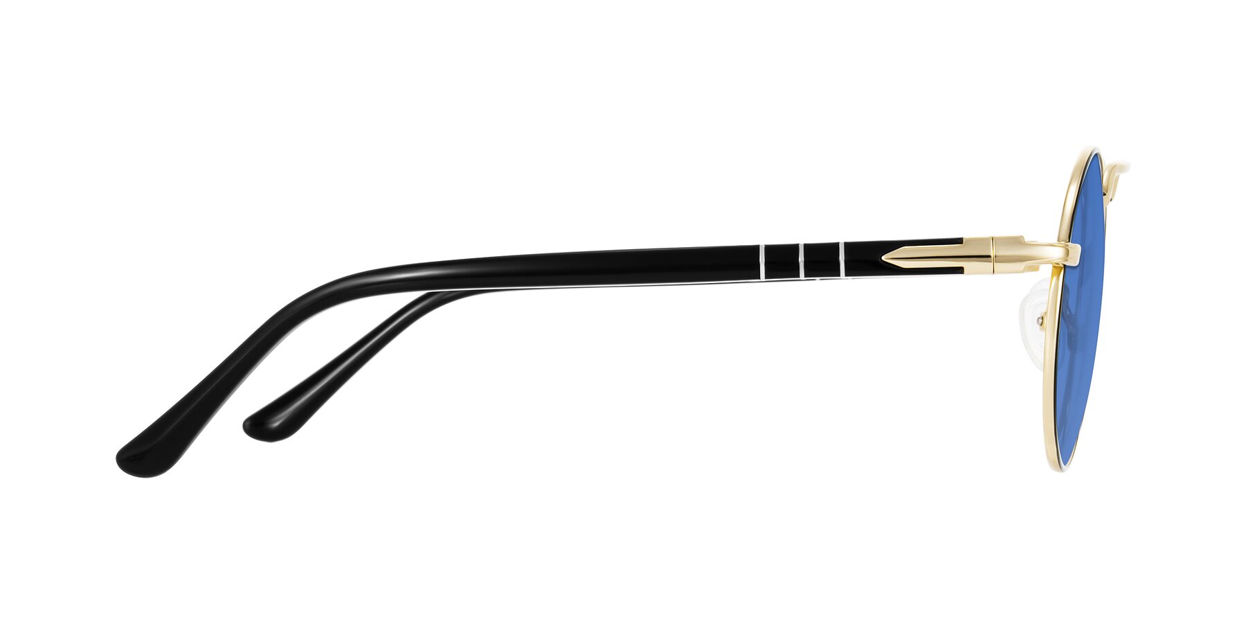 Side of Parrong in Black/Gold with Blue Tinted Lenses