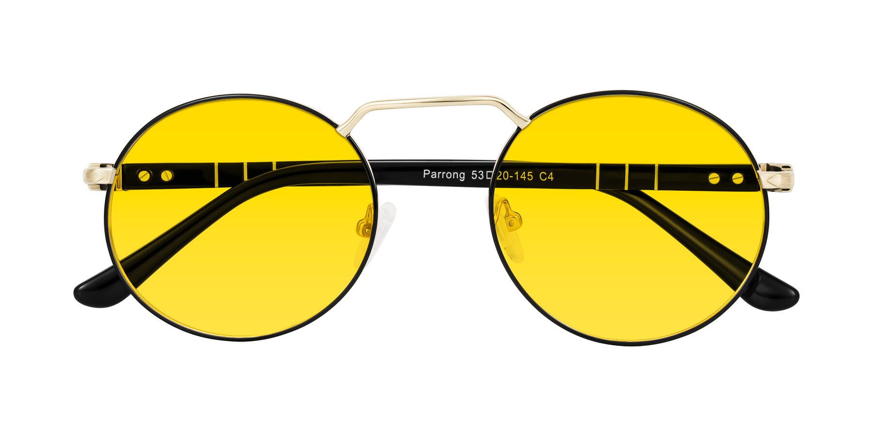 Folded Front of Parrong in Black/Gold with Yellow Tinted Lenses