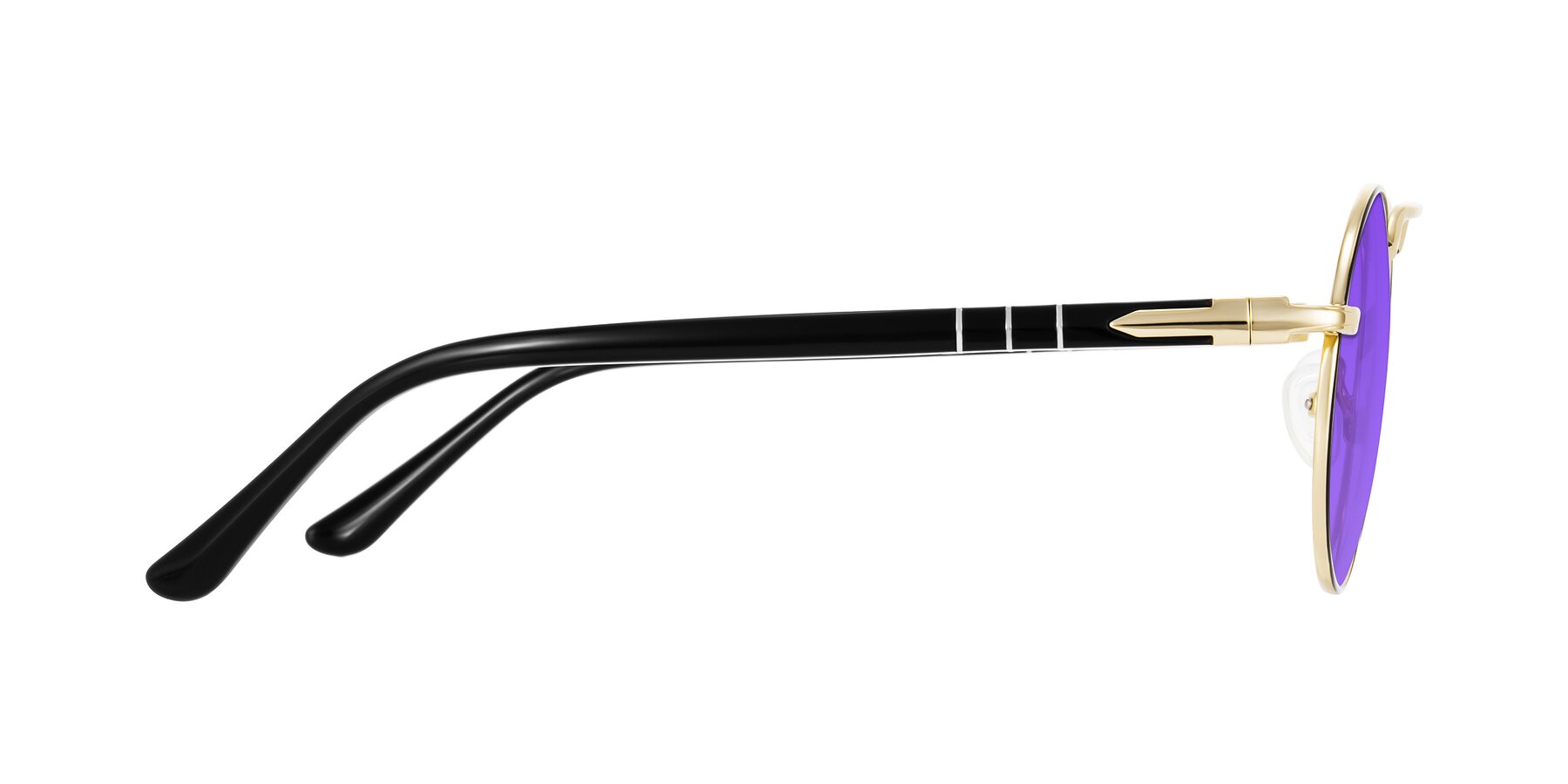 Side of Parrong in Black/Gold with Purple Tinted Lenses