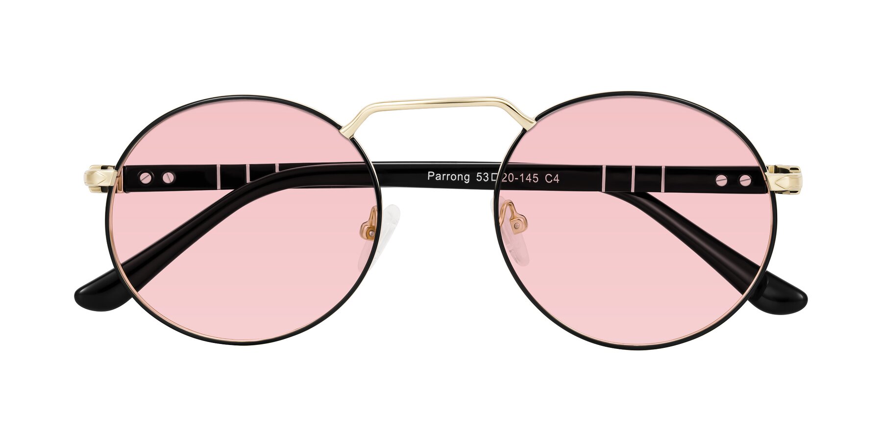 Folded Front of Parrong in Black/Gold with Light Garnet Tinted Lenses
