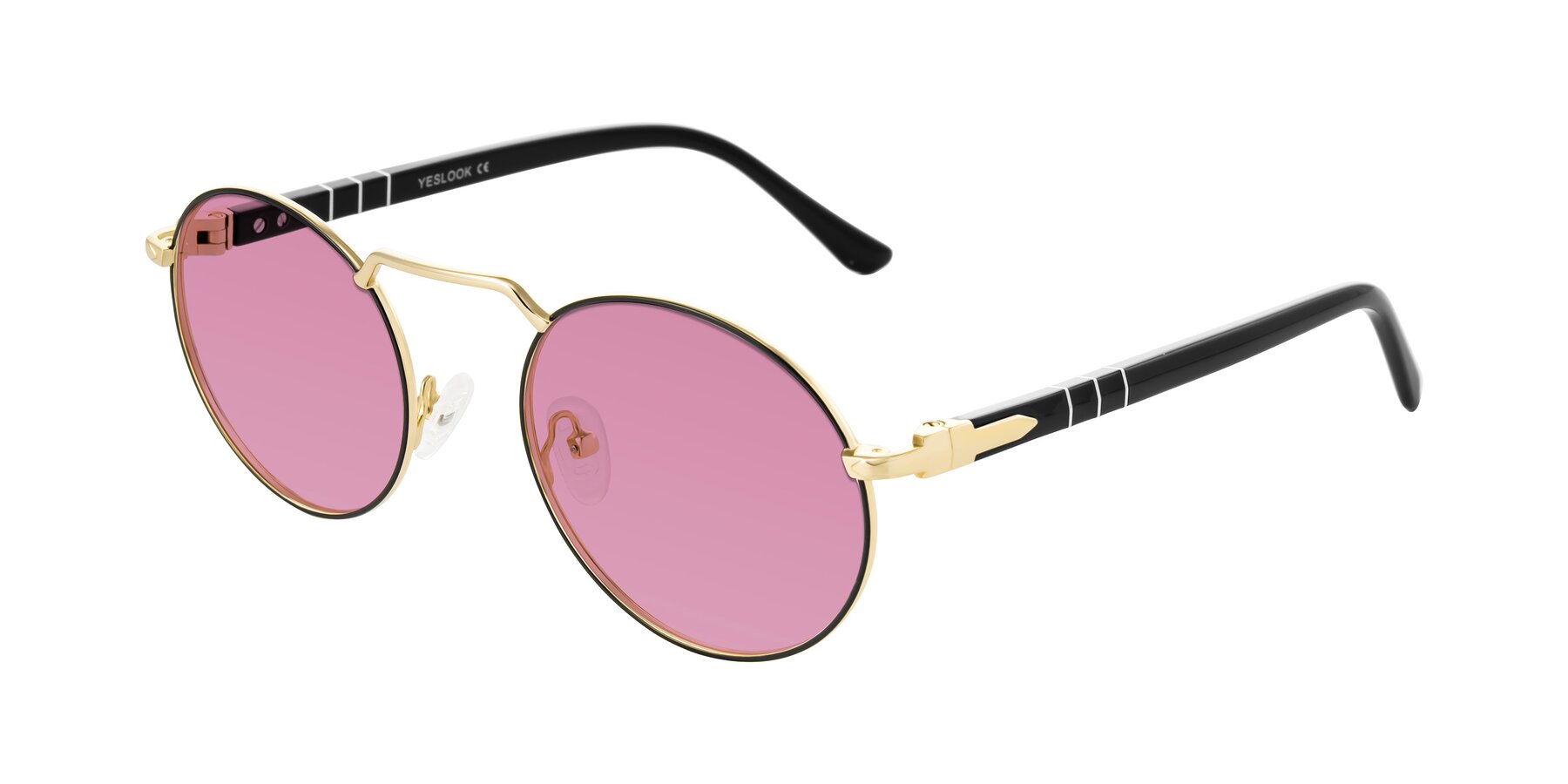 Angle of Parrong in Black/Gold with Medium Wine Tinted Lenses