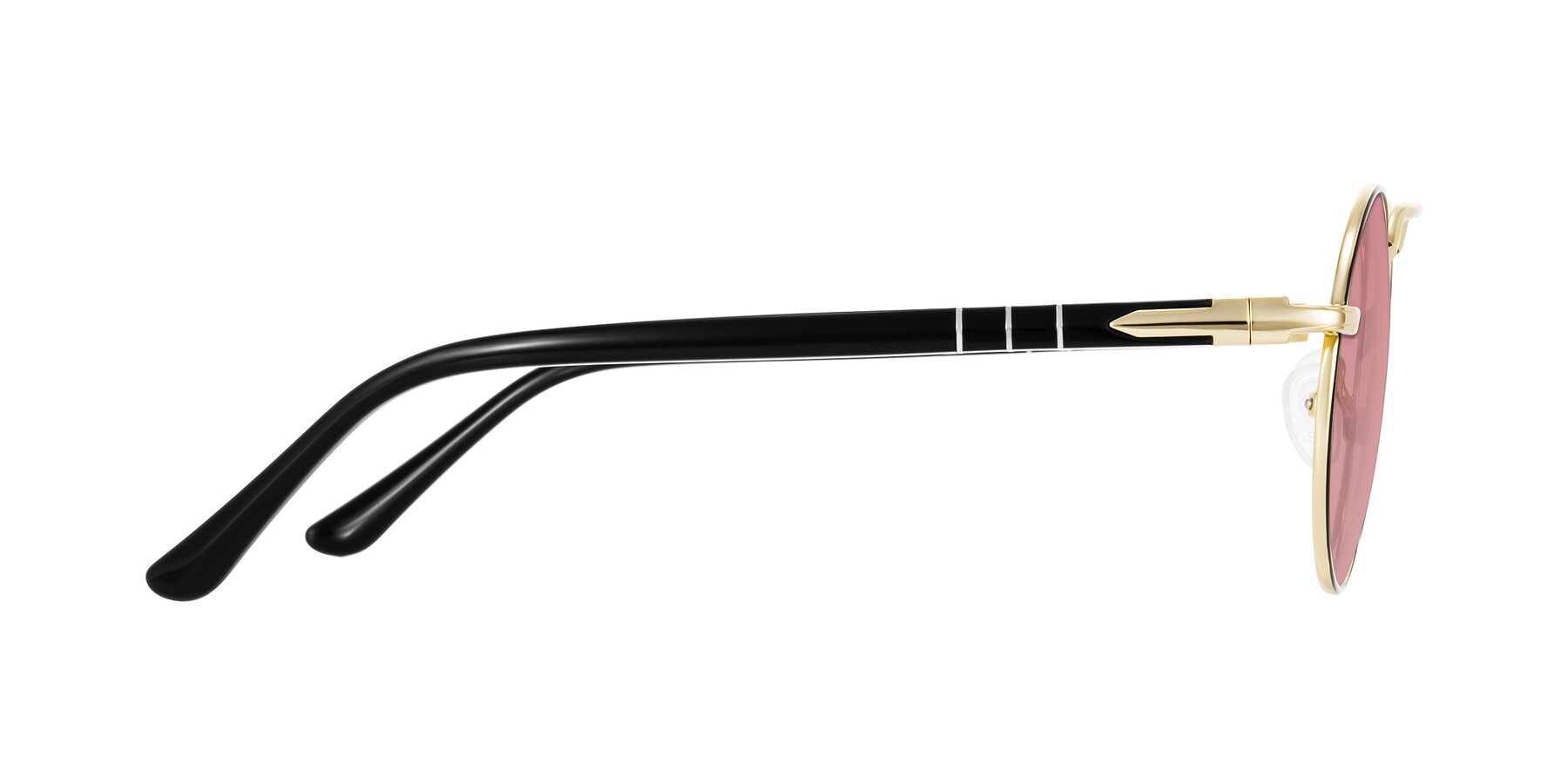 Side of Parrong in Black/Gold with Medium Garnet Tinted Lenses