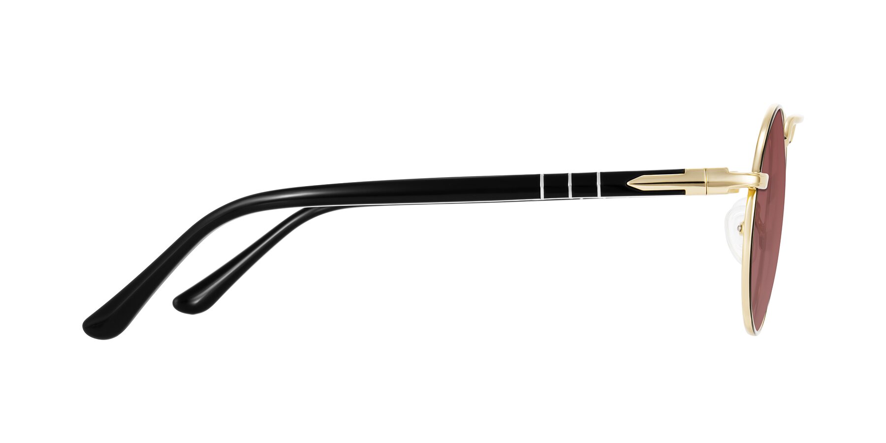 Side of Parrong in Black/Gold with Garnet Tinted Lenses