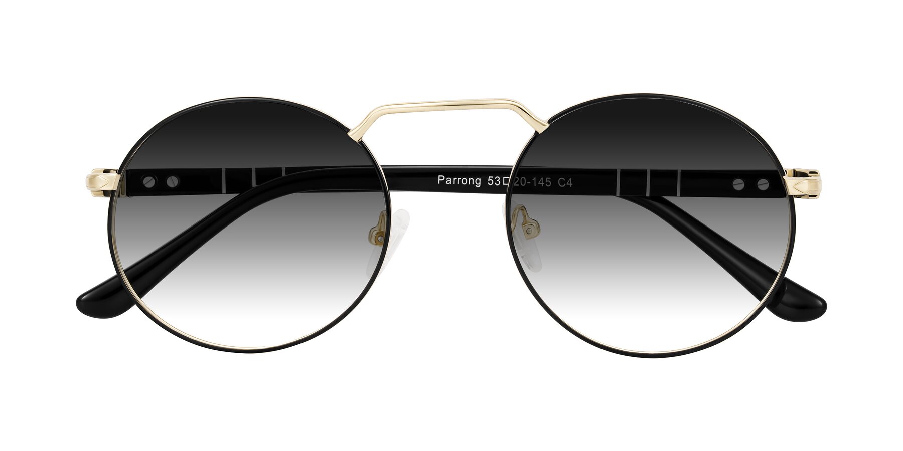 Folded Front of Parrong in Black/Gold with Gray Gradient Lenses
