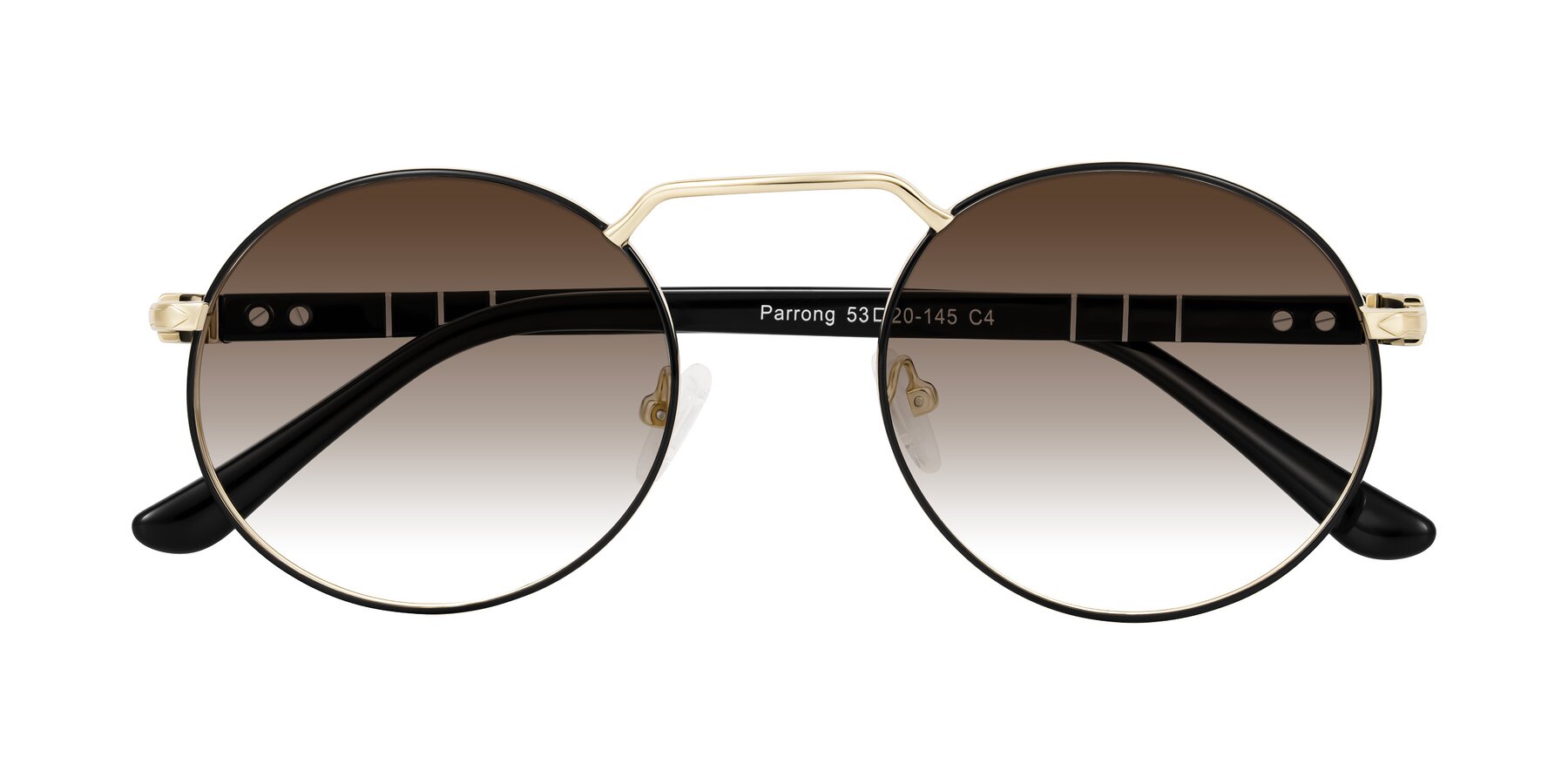 Folded Front of Parrong in Black/Gold with Brown Gradient Lenses