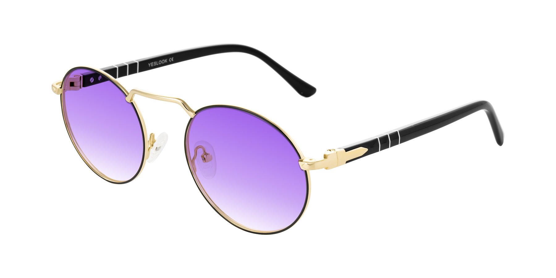 Angle of Parrong in Black/Gold with Purple Gradient Lenses